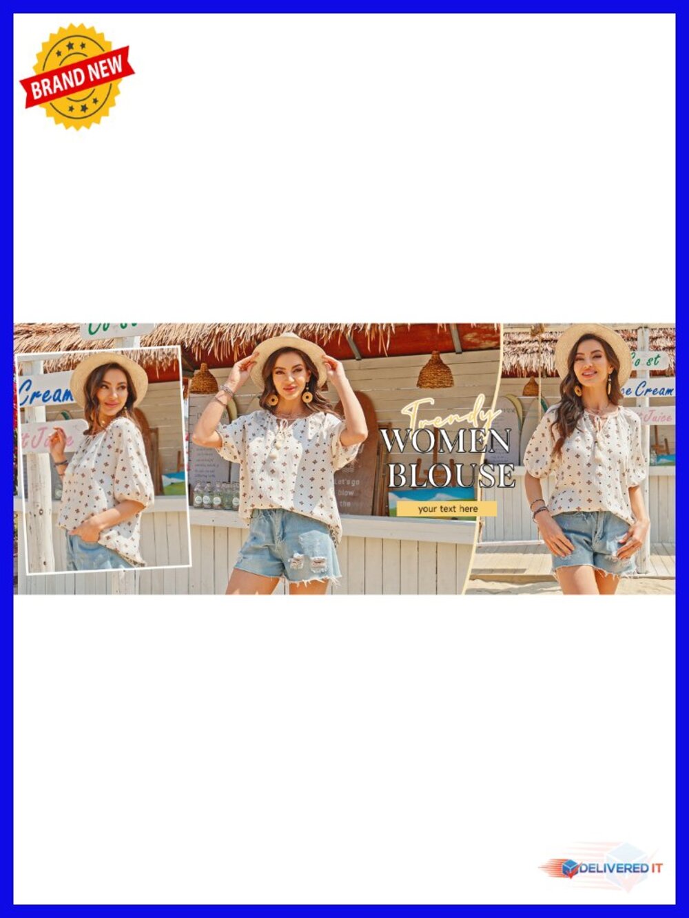 Womens Boho Floral V Neck Short Sleeve Blouse Tie Front Flowy Vacation Top - Picture 6 of 6
